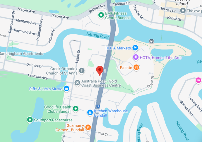 Google map of Bundall area